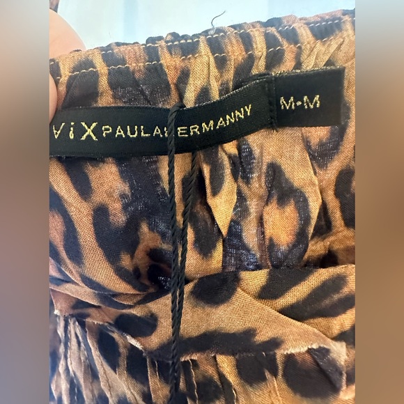 NWT VIX by PAULA HERMANNY Leopard Print Maxi Swim Coverup Dress Size Medium - Picture 2 of 8